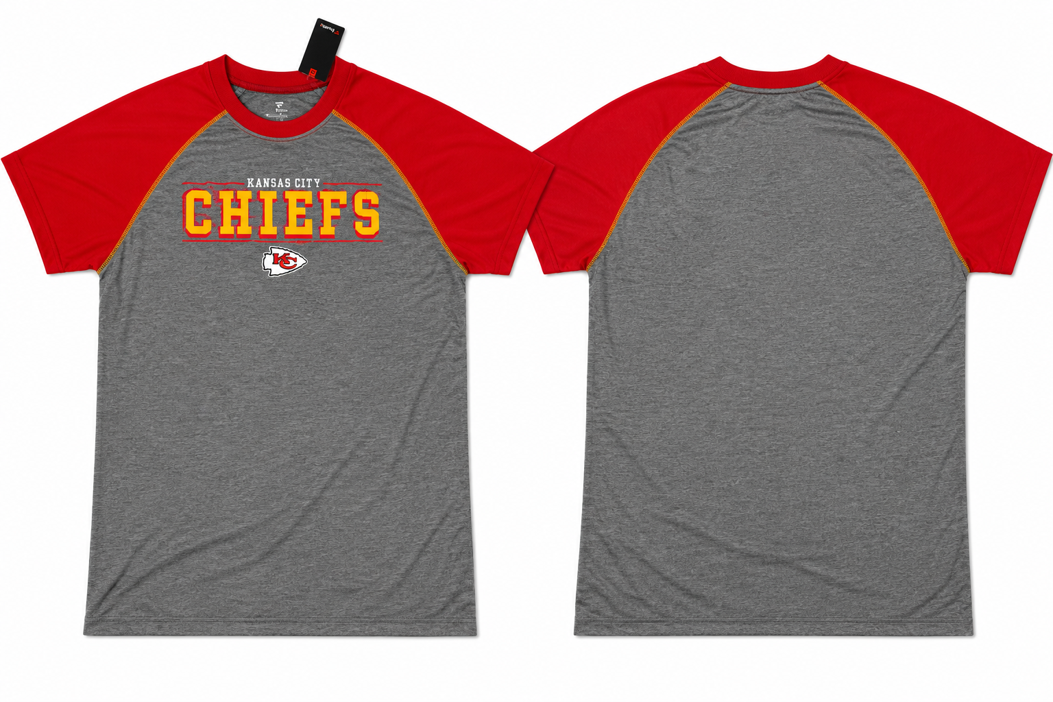تیشرت بیگ سایز مردانه رگلان طوسی قرمز مدل Chiefs