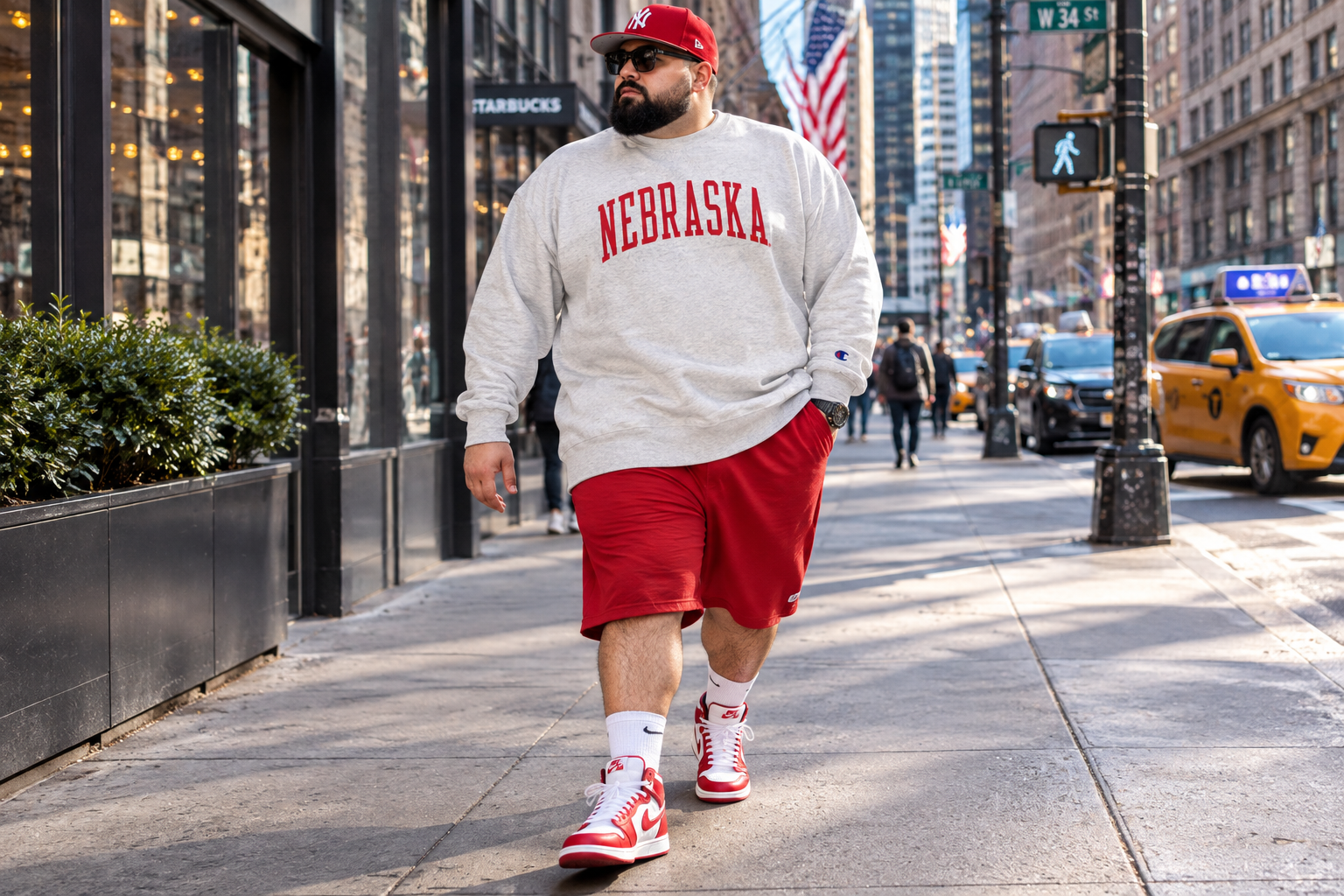 سویشرت مردانه Champion طرح Nebraska سایز بزرگ 2XLT