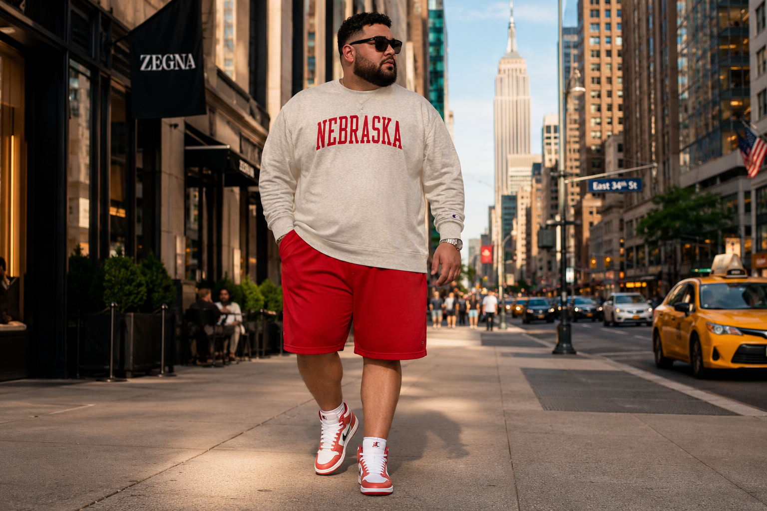 سویشرت مردانه Champion طرح Nebraska سایز بزرگ 2XLT