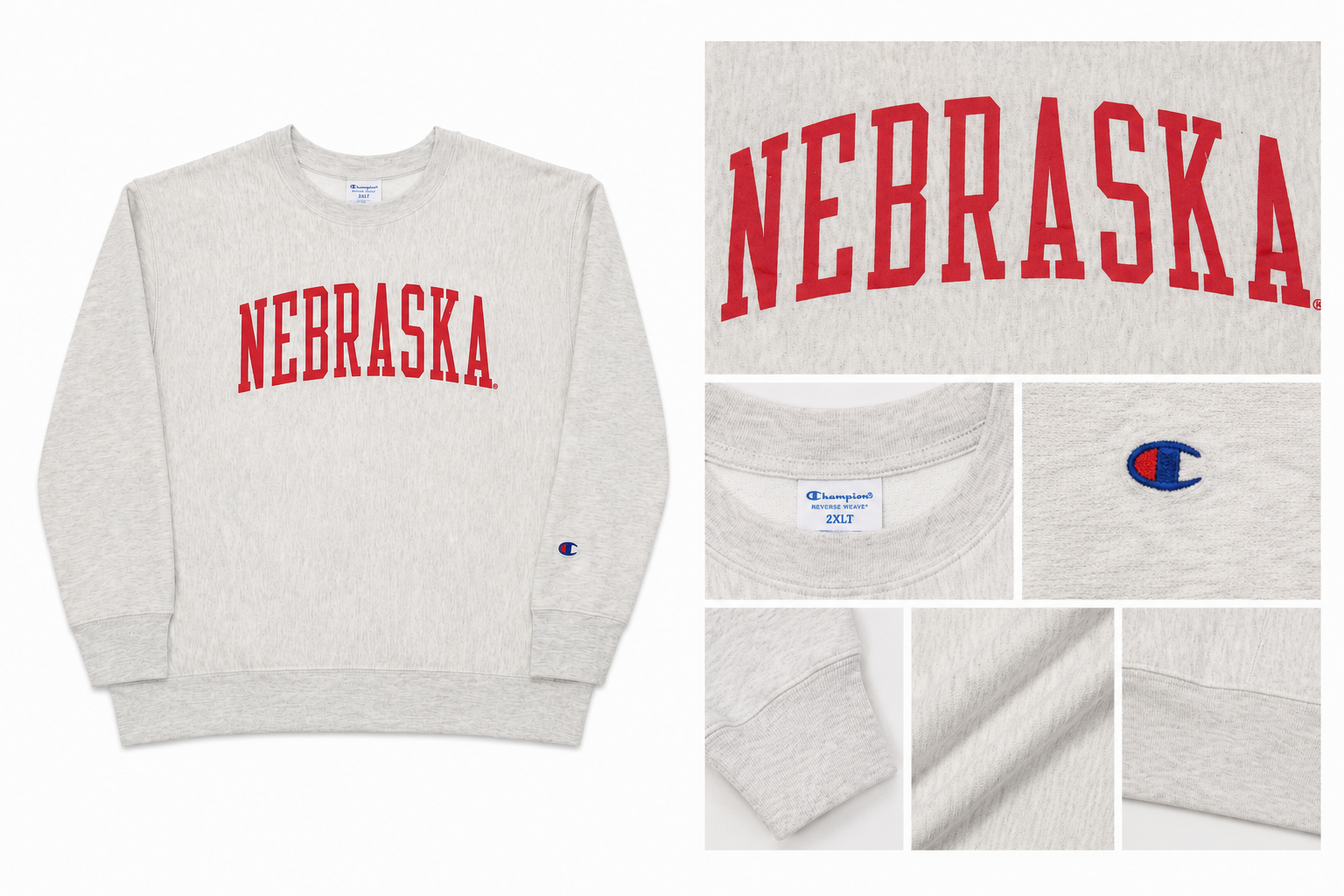 سویشرت مردانه Champion طرح Nebraska سایز بزرگ 2XLT