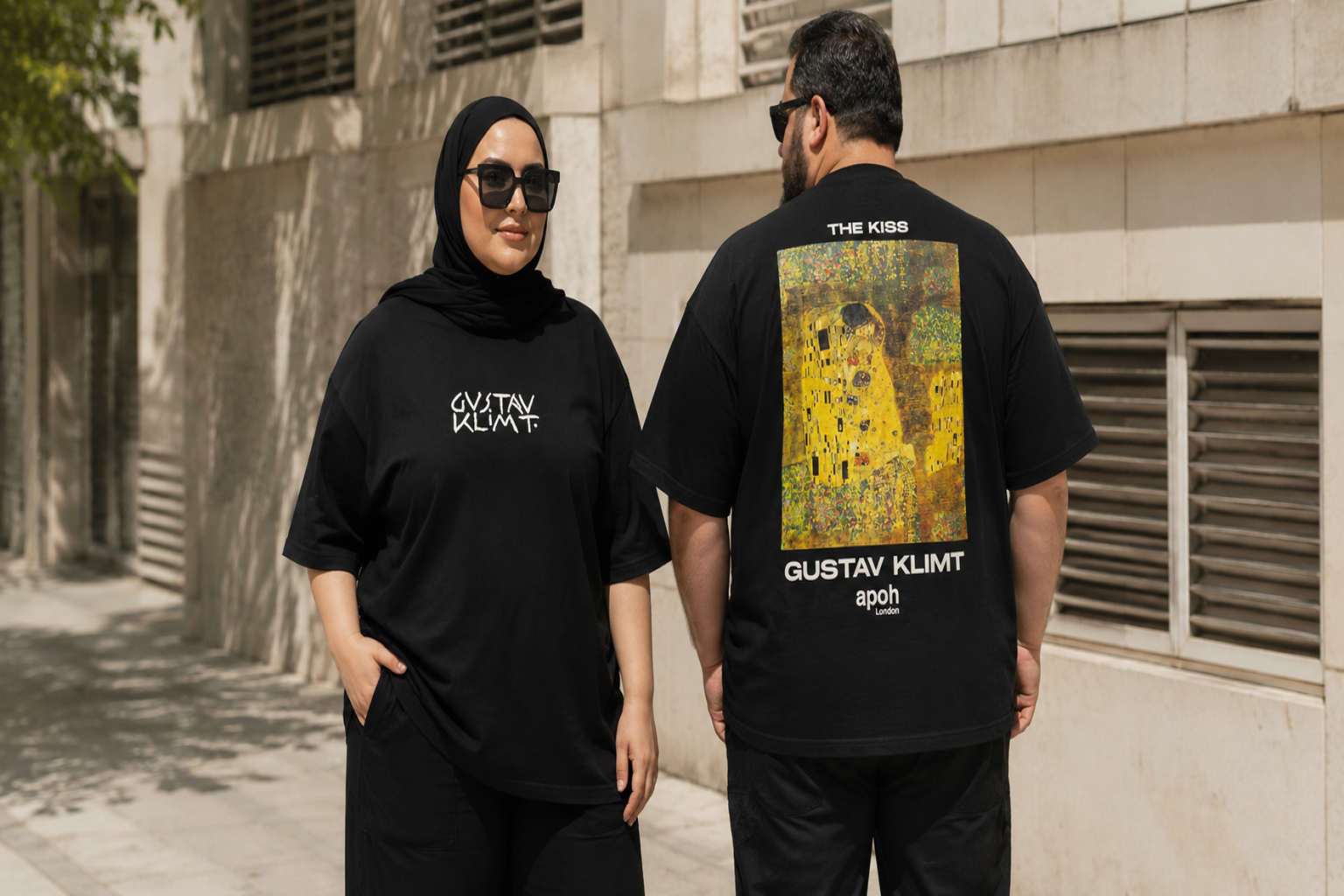تیشرت گرم بالا طرح دار Gustav Klimt مدل The Kiss اورسایز