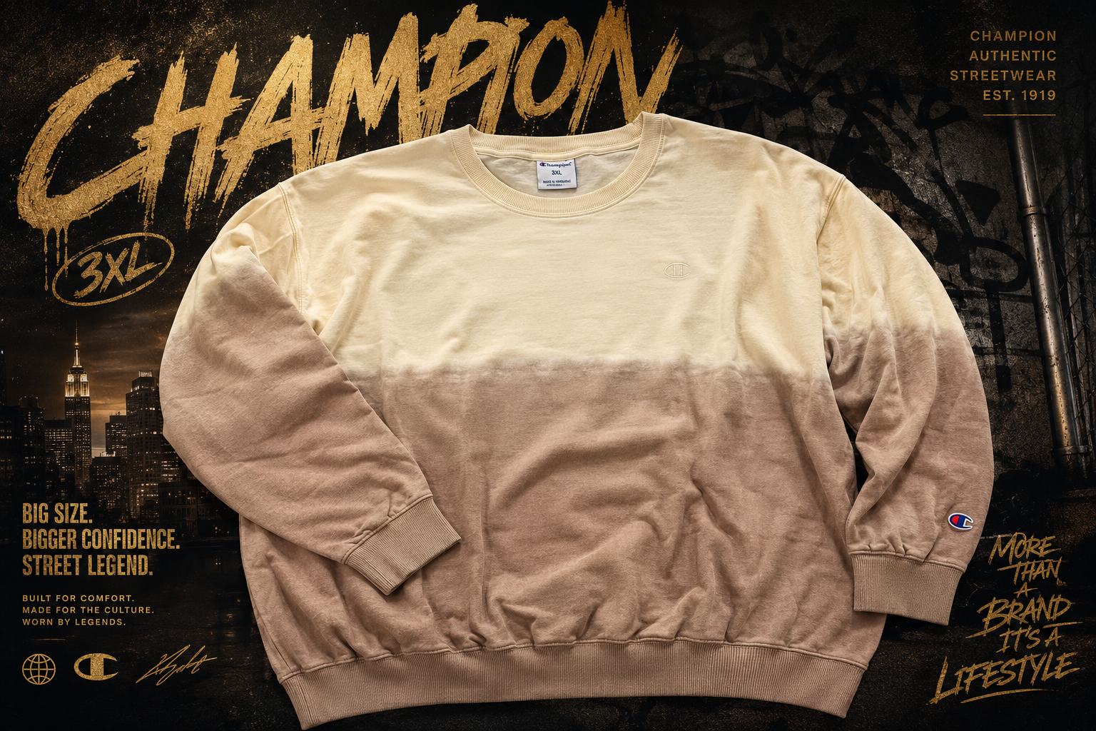 دورس مردانه سایز بزرگ Champion مدل دو رنگ کرم و خاکی