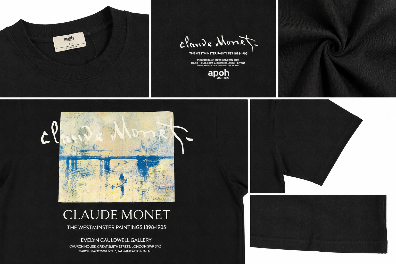 تیشرت گرم بالا طرح دار مونه | تیشرت بیگ سایز زوجی Claude Monet