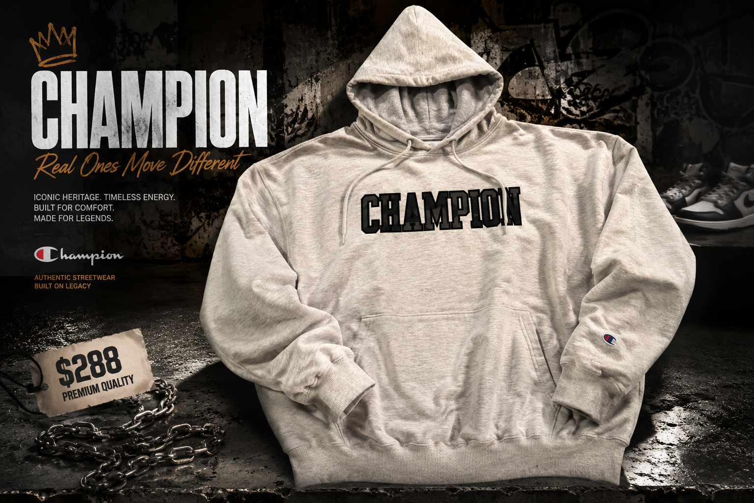 هودی مردانه سایز بزرگ طرح CHAMPION